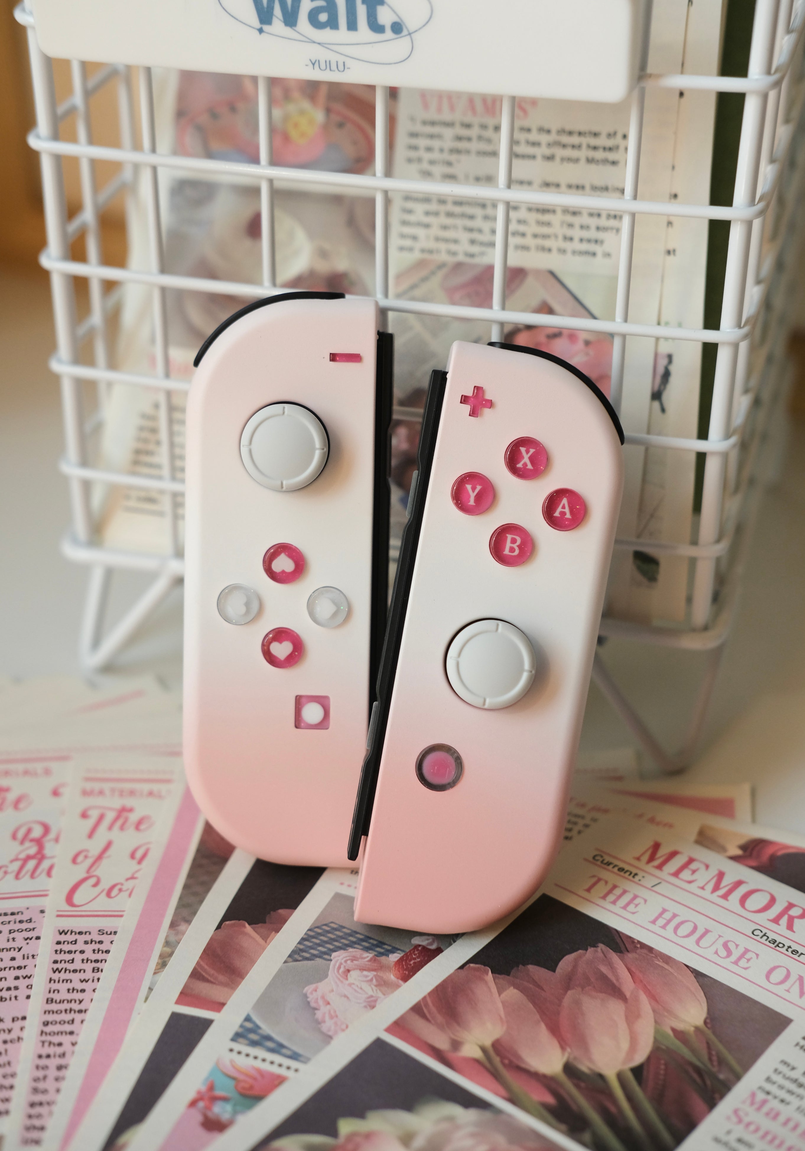 Pink & White Gradient Switch Joycons