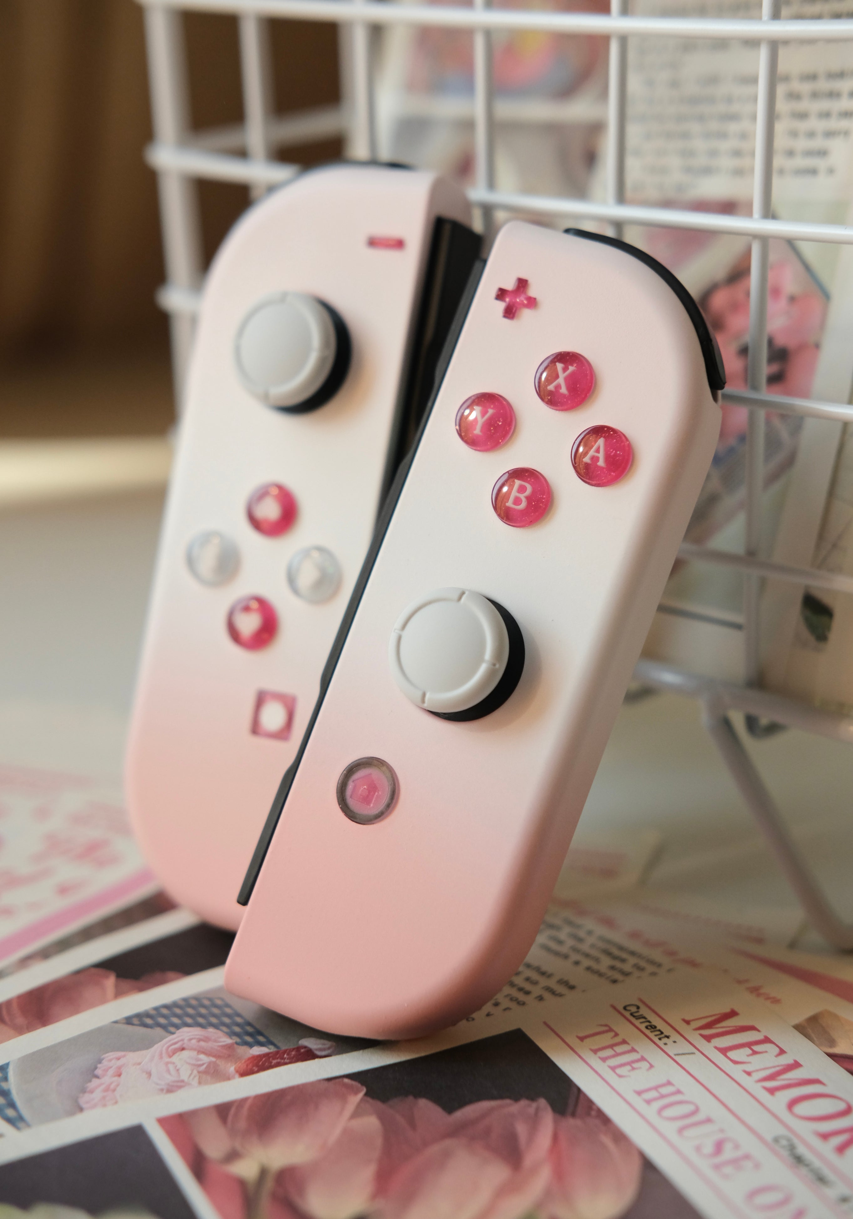 Pink & White Gradient Switch Joycons