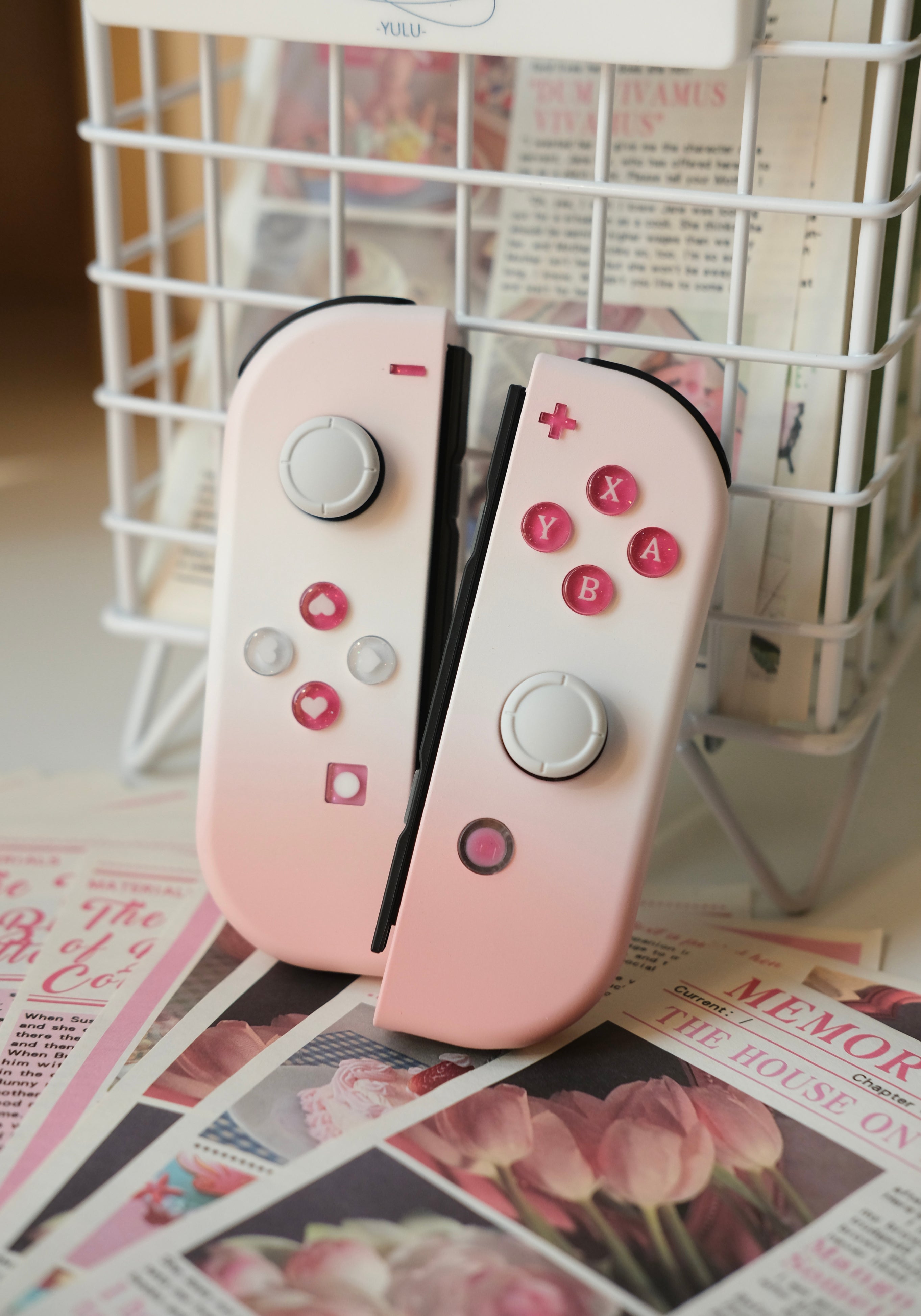 Pink & White Gradient Switch Joycons