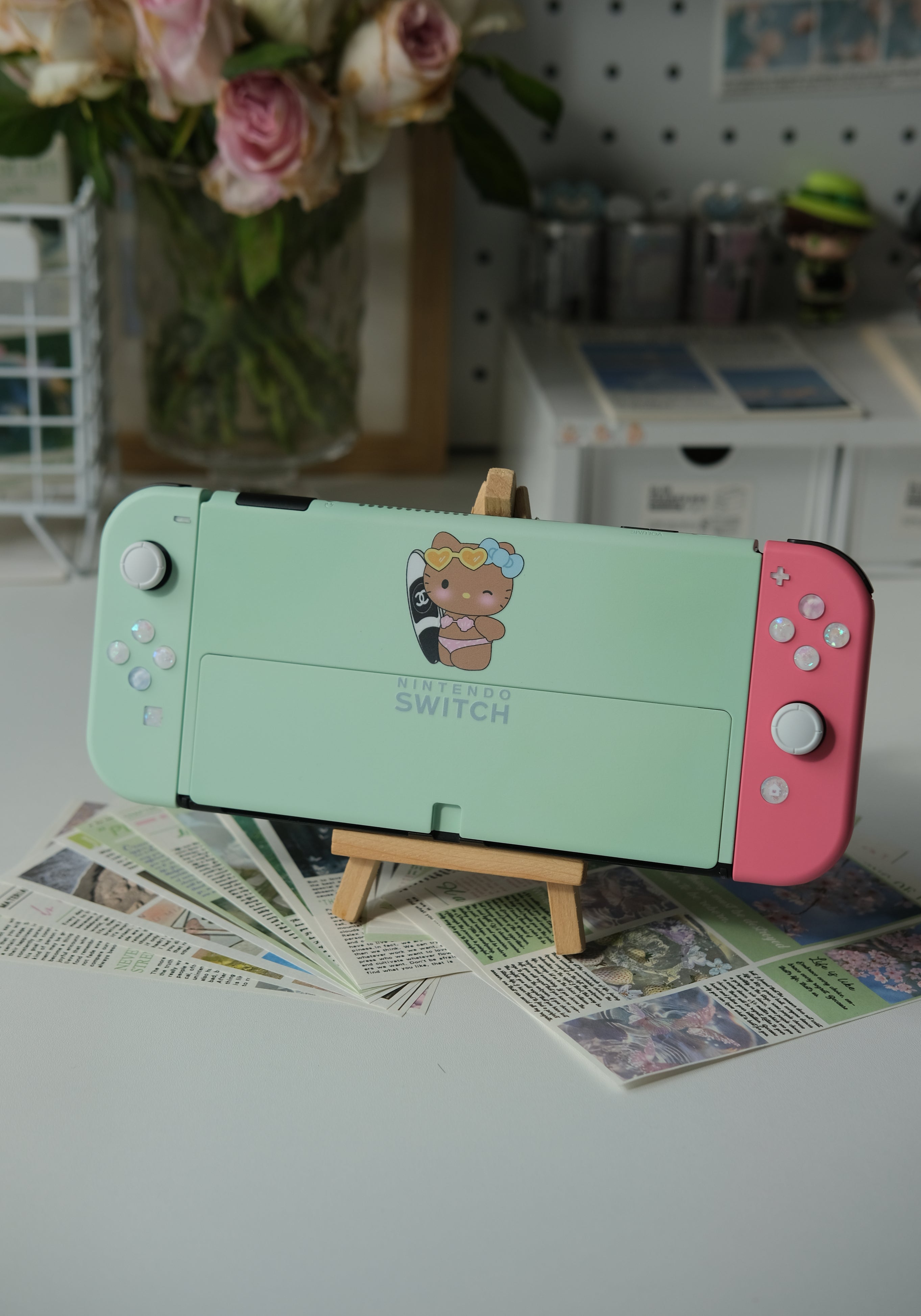 Mint Green & Pink Switch Joycons