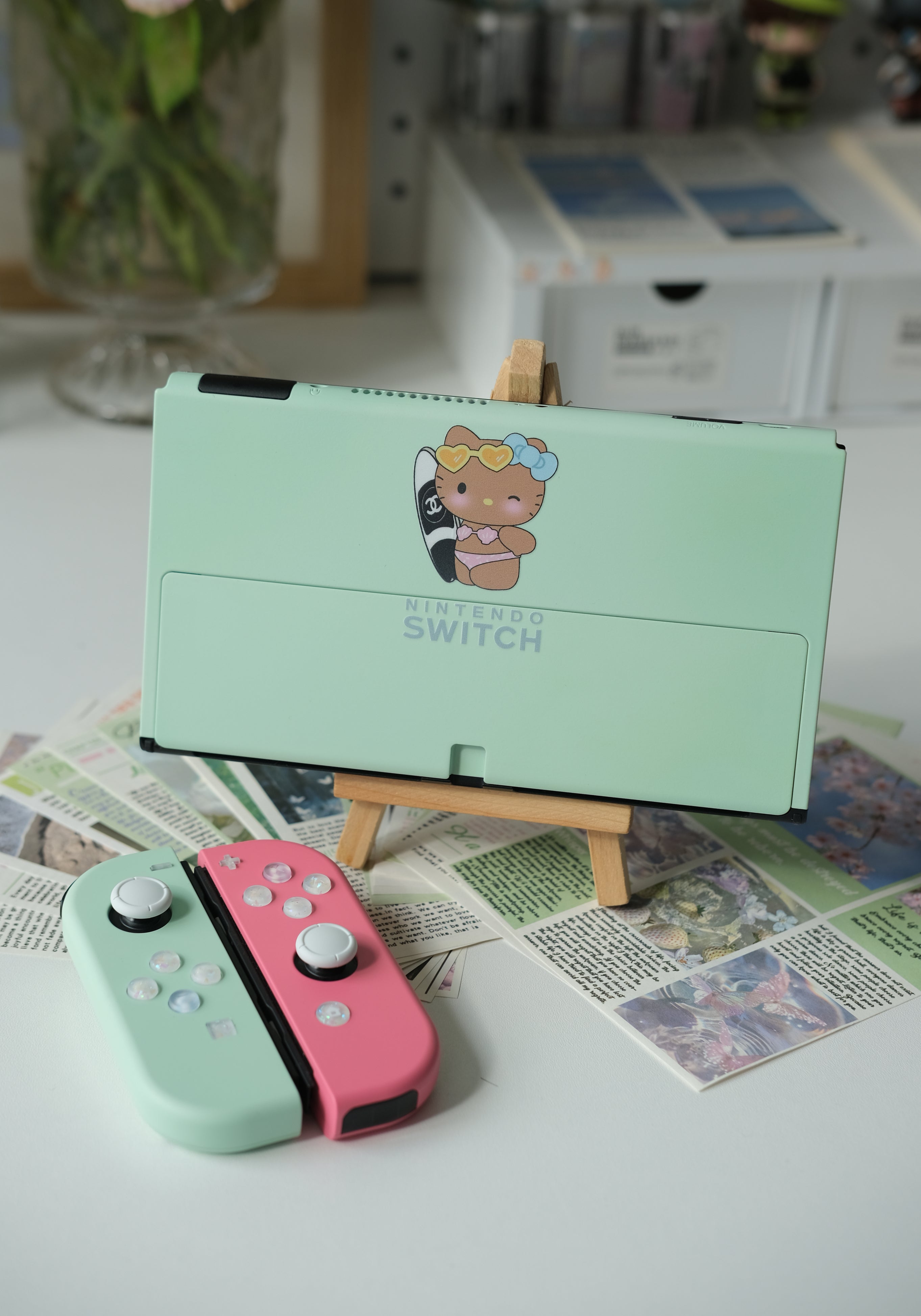 Mint Green & Pink Switch Joycons