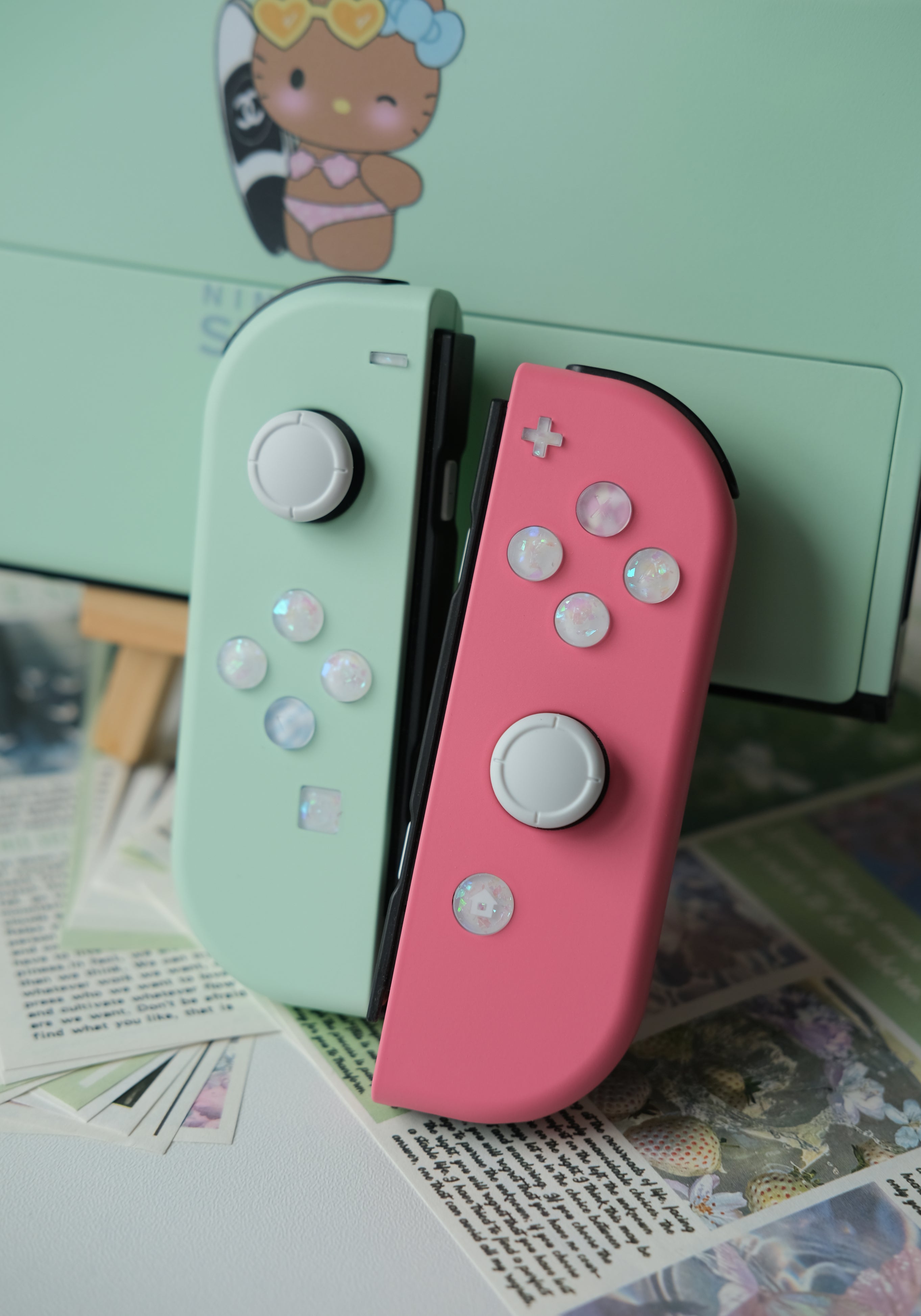 Mint Green & Pink Switch Joycons