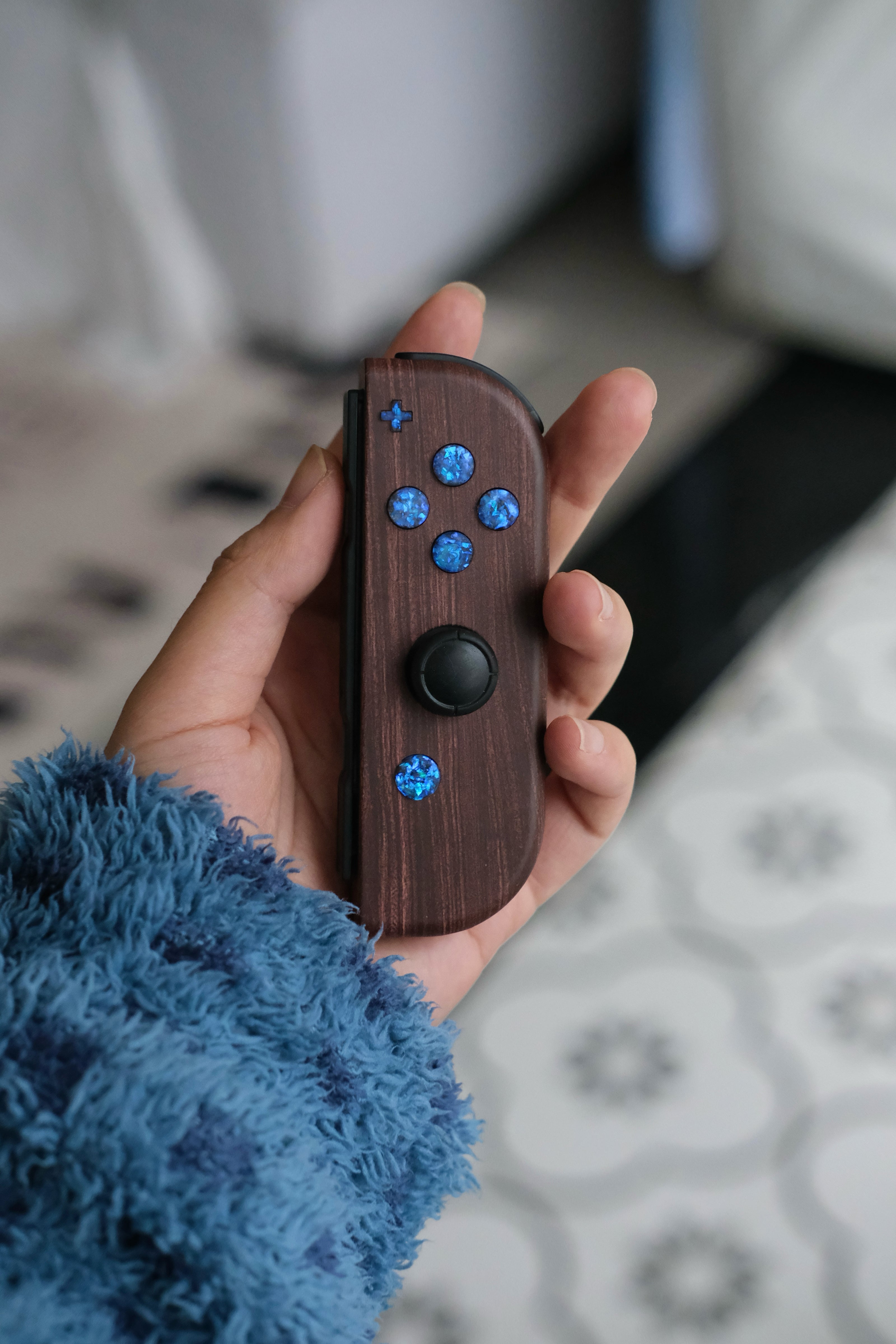 Opal Blue Wood Grain Switch Joycons