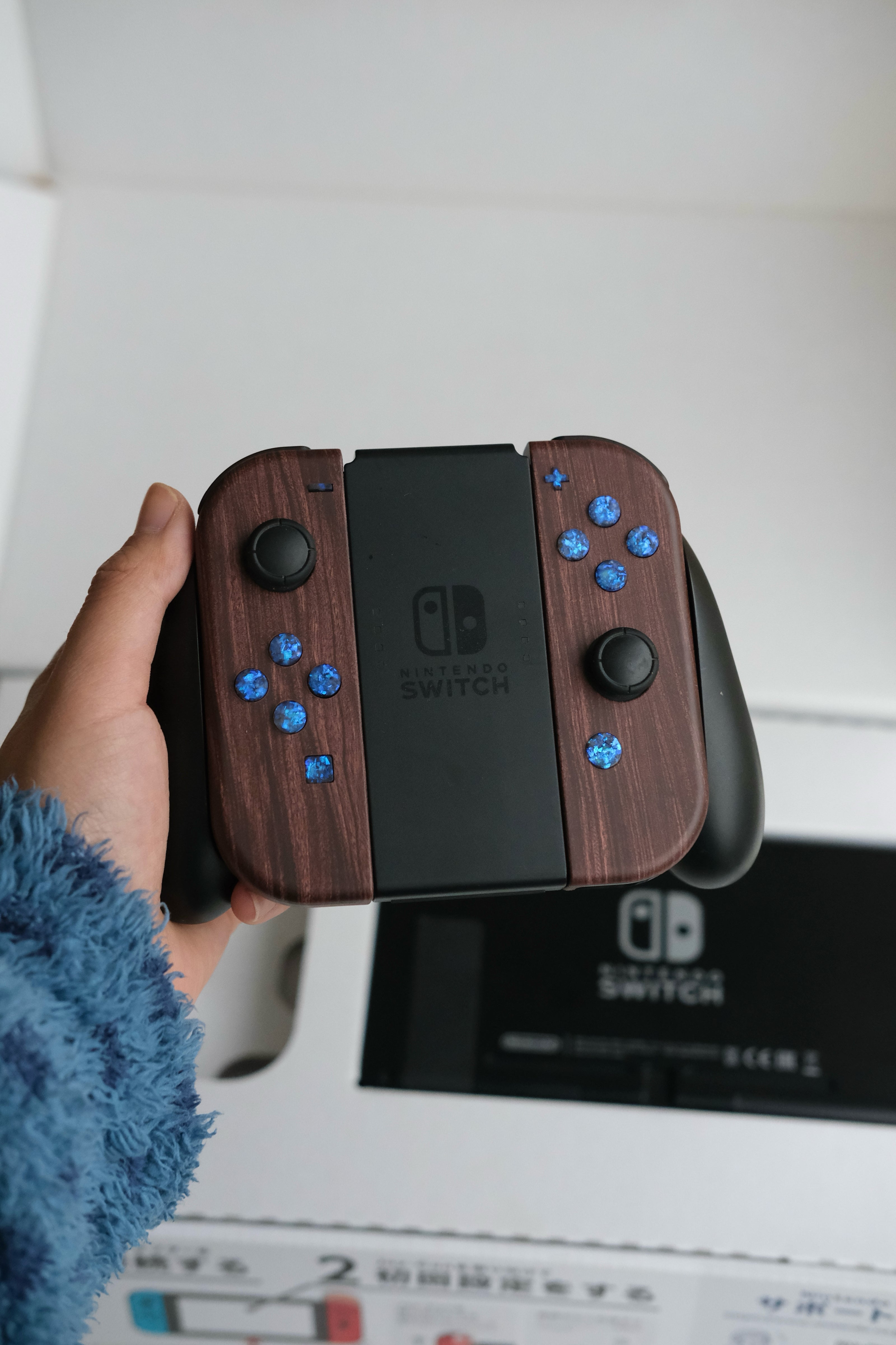 Opal Blue Wood Grain Switch Joycons