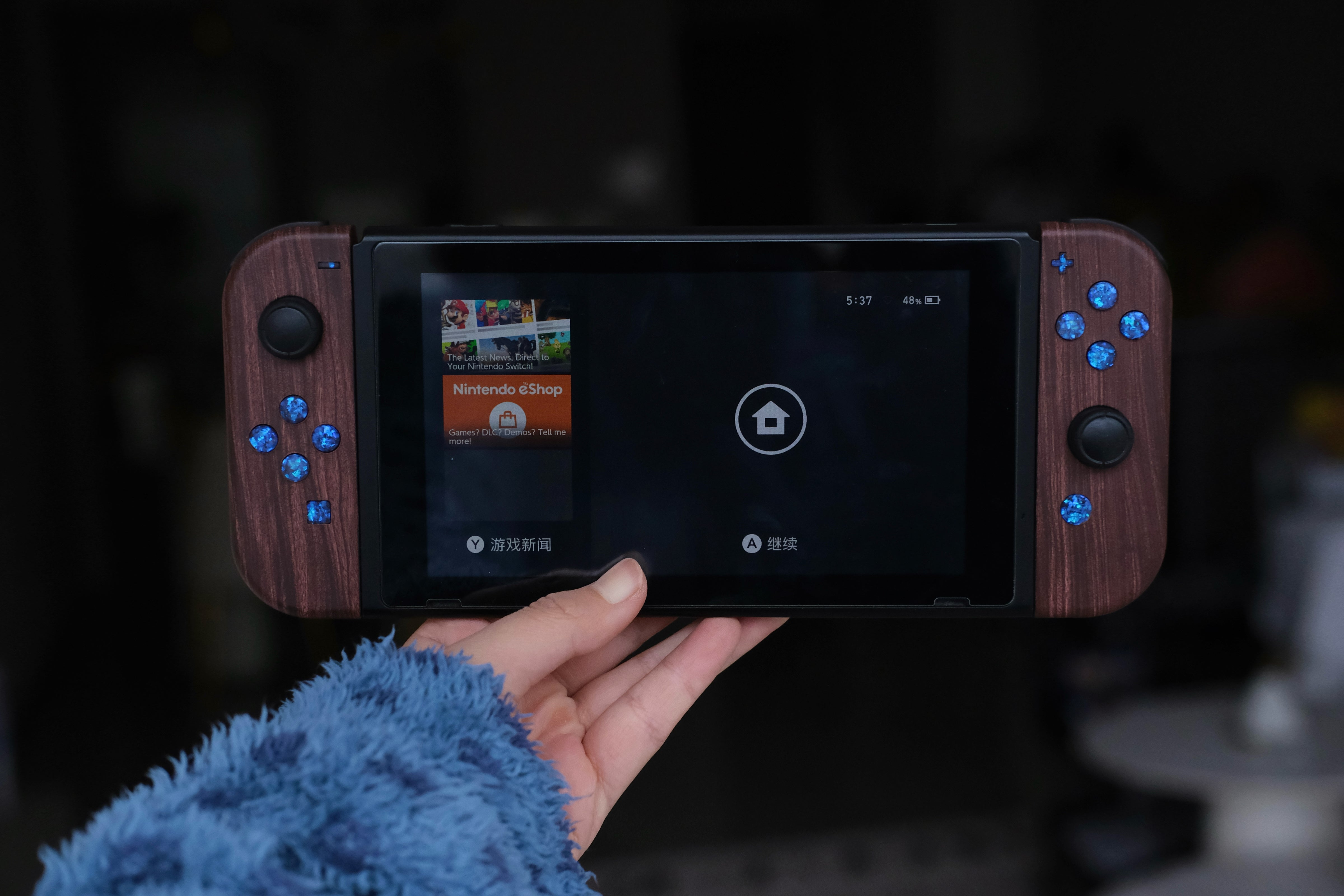 Opal Blue Wood Grain Switch Joycons