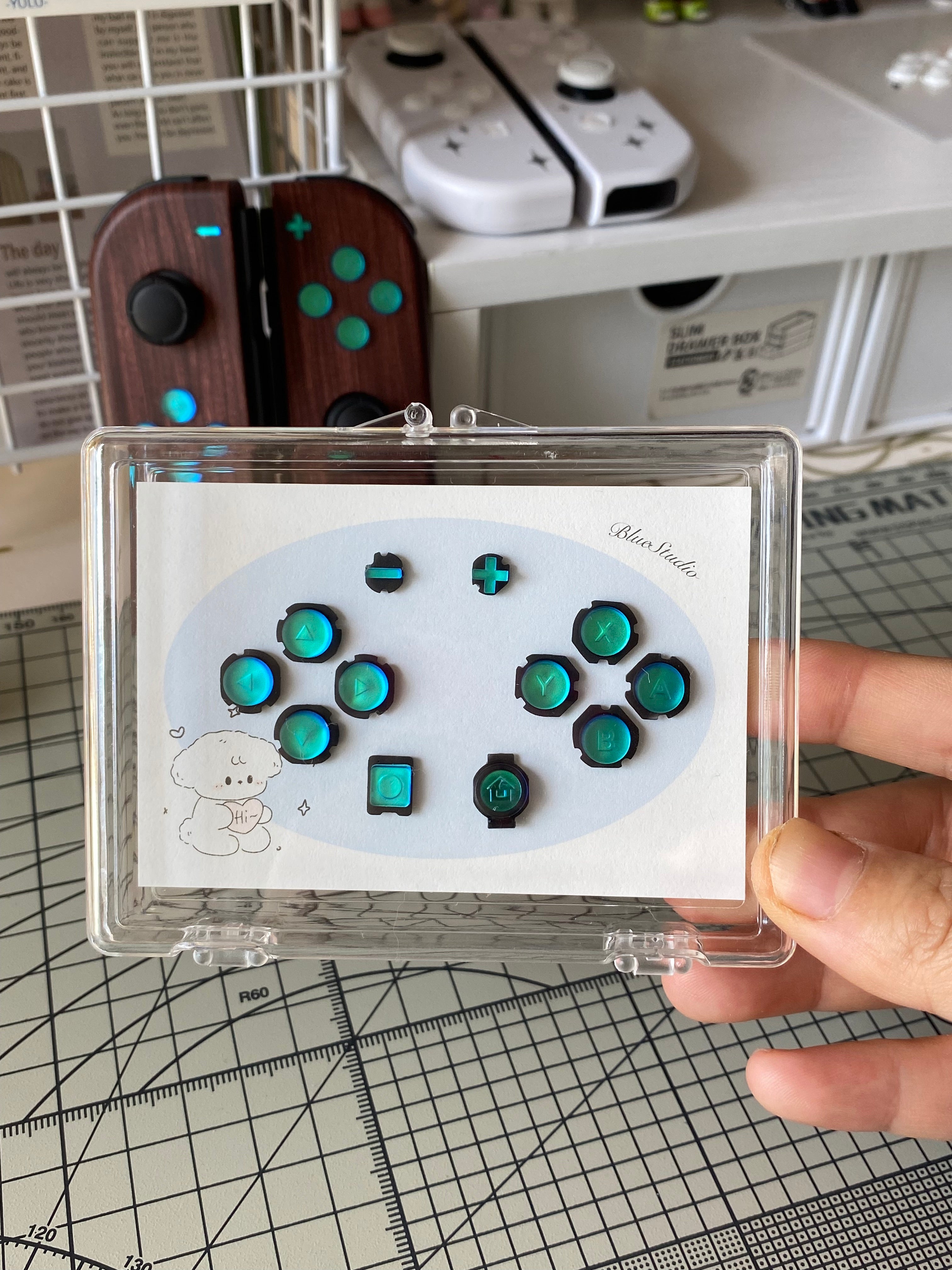 Teal Chrome Buttons