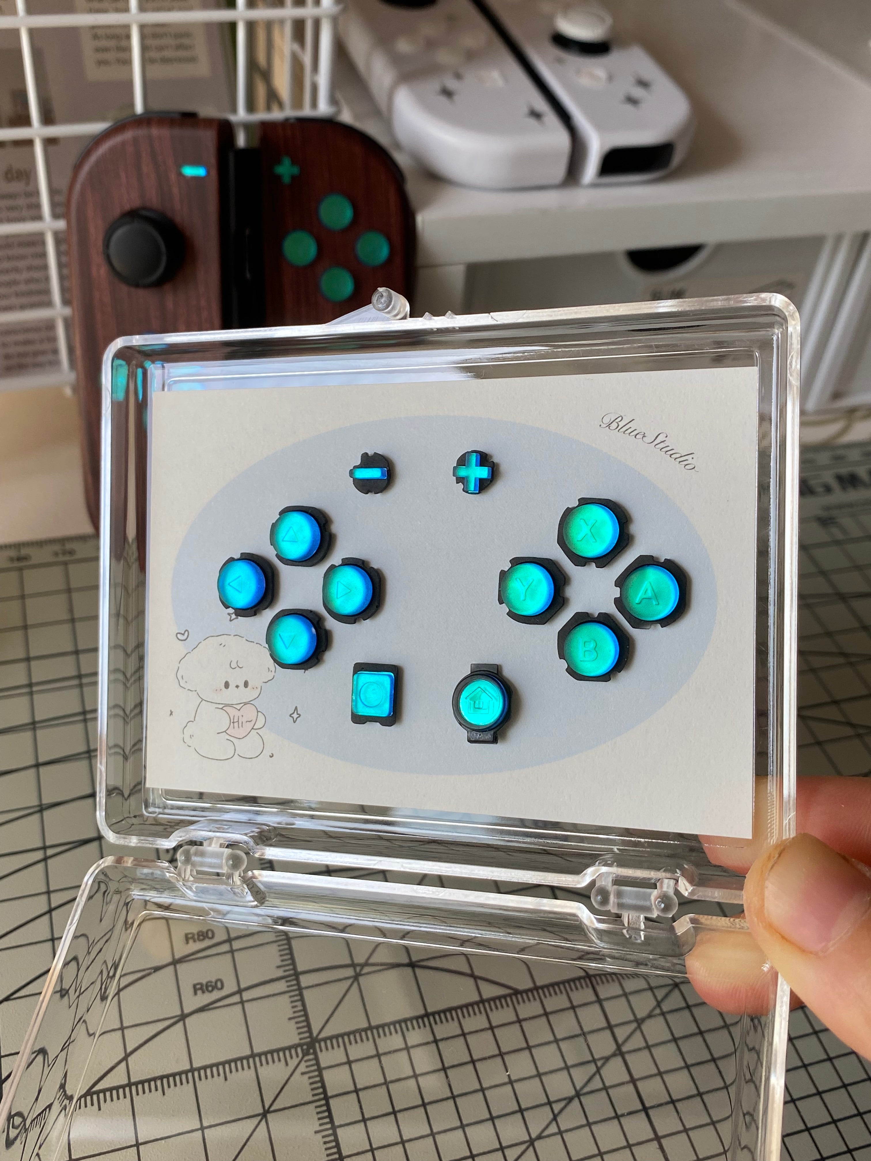 Teal Chrome Buttons