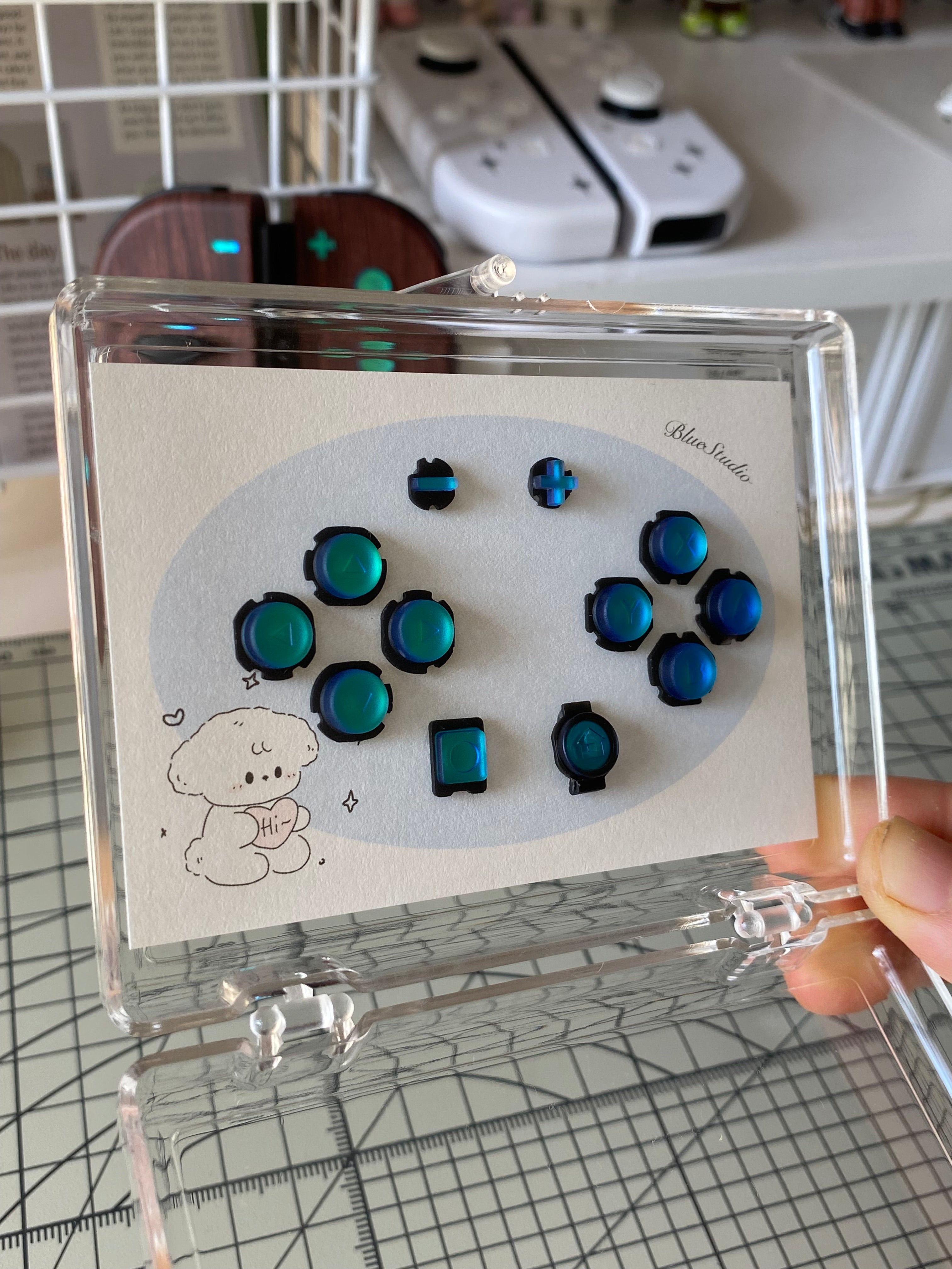 Teal Chrome Buttons