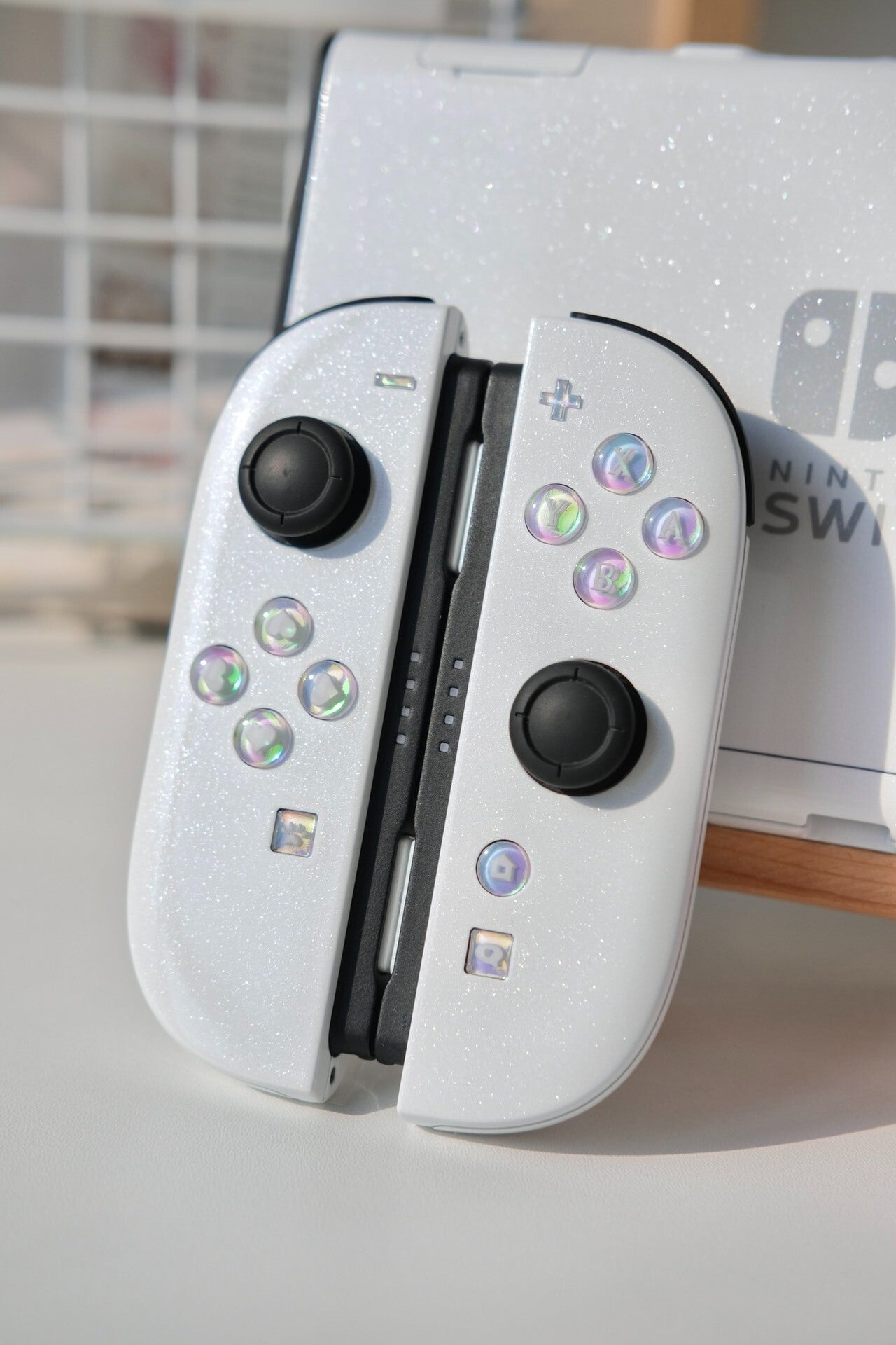Glittery White Switch 2 Joycons